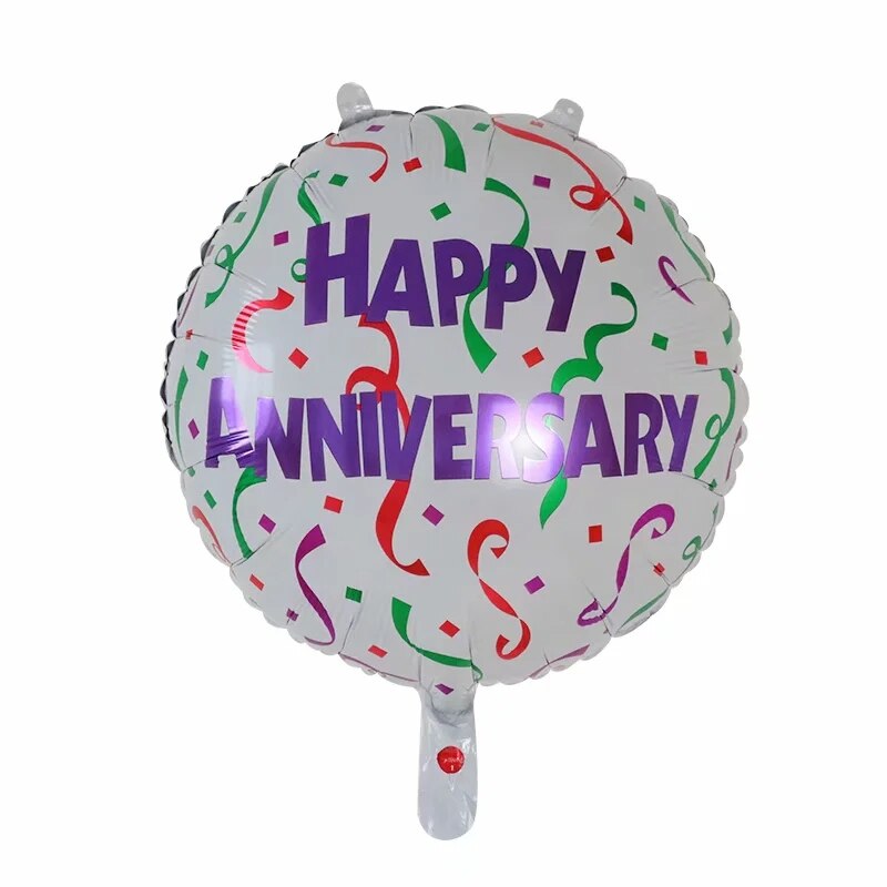 10pcs 18inch Round Happy Anniversary Foil Helium Balloons for Birthday Party Wedding Decoration Supplies Inflatable Air Globos