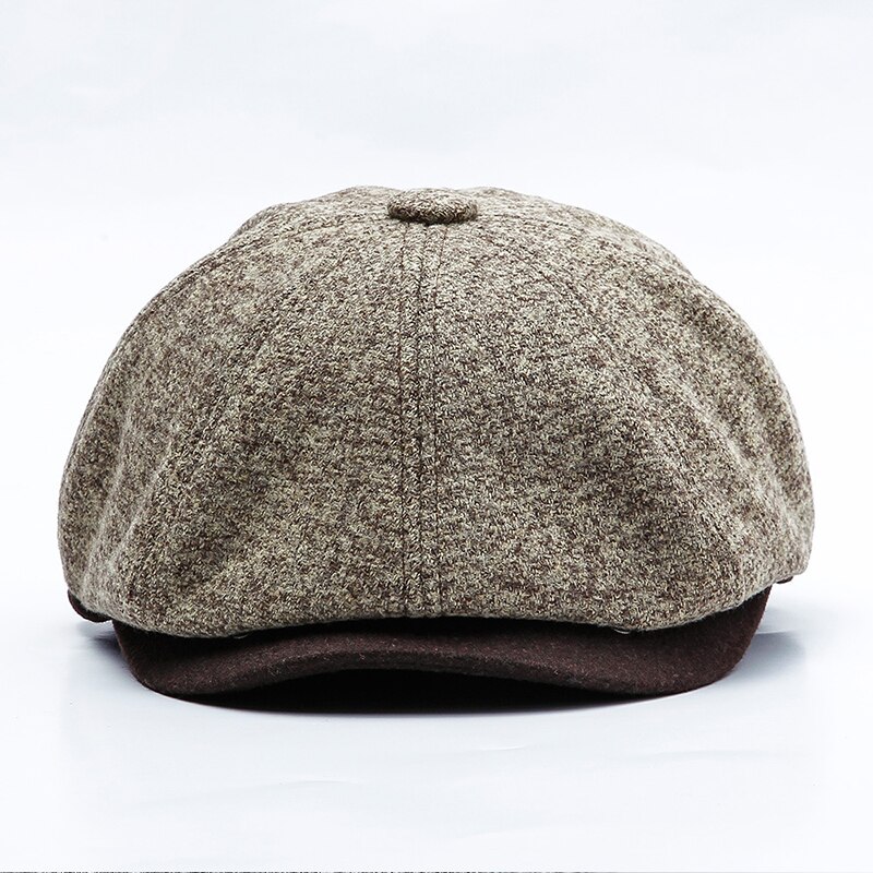 Men beret vintage Herringbone Gatsby Tweed peaky blinders hat Newsboy Beret Autumn Winter Flat Peaked Beret Hats Boina BLM278: Khaki / L 60CM