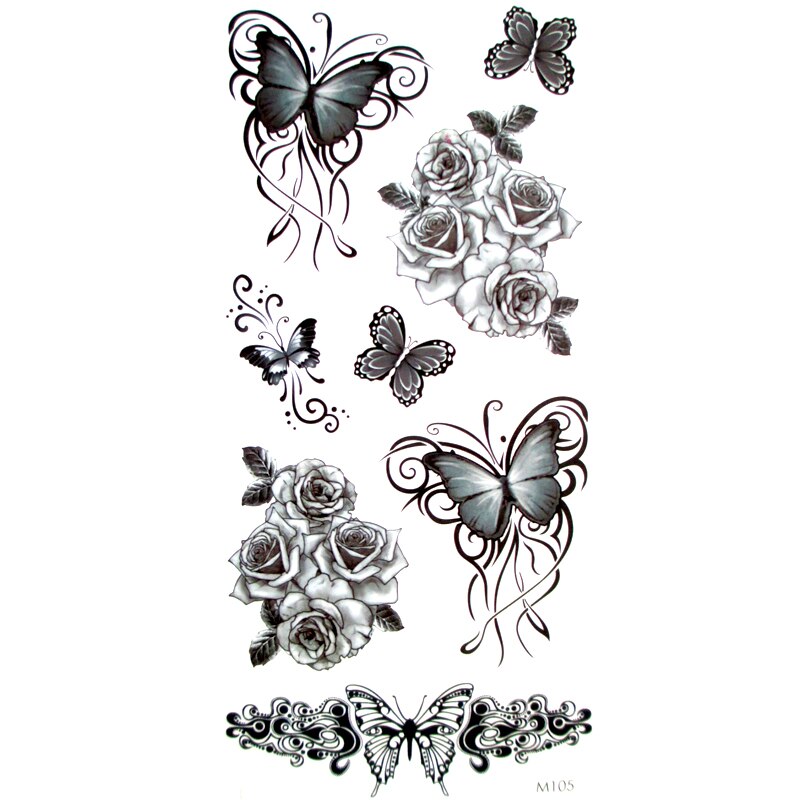 3 stks 3d zwarte vlinder Tattoo Tijdelijke Tattoo Voor Man Vrouw Waterdichte Stickers up maquiagem