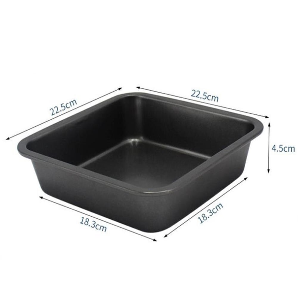 Vierkante bakvorm van 8- inch, antiaanbaklaag, koolstofstaal, bakvorm voor taarten, brood, pizza, koekjes, oven, bakvorm, bakplaat, ovenschaal: Zwart