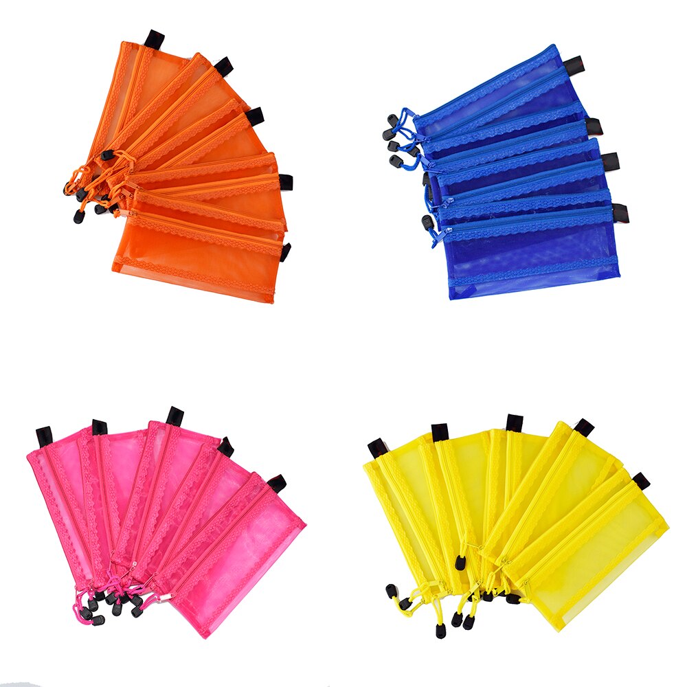 A6 Double Zipper Mesh Pouch Pencil Pen Document Bag Storage Pouch Travel Stationery Holder Office Supplies Travel Accessories