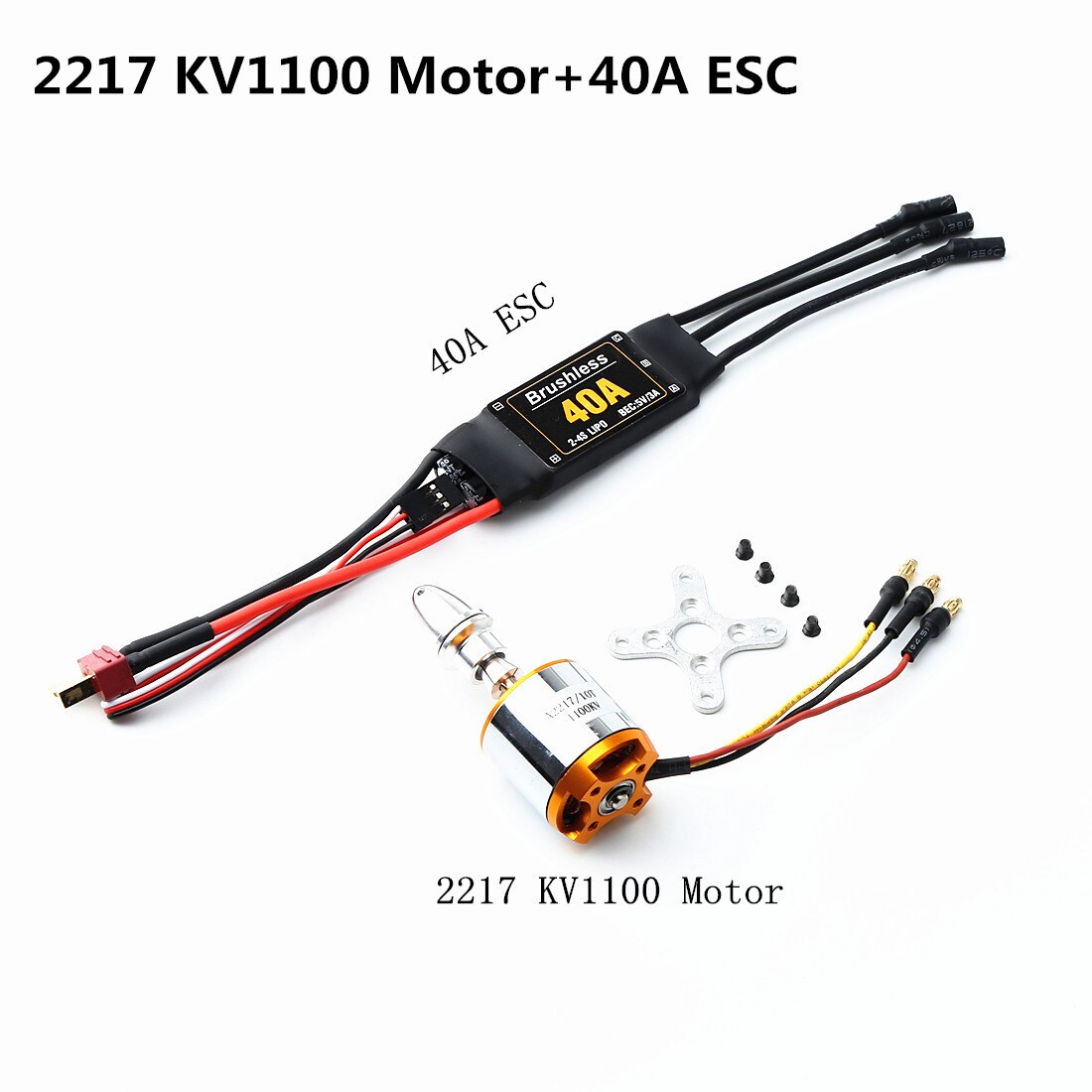 A2217/A2212 2200KV / 1000KV Brushless Motor 30A / 40A ESC SG90 9G Micro Servo With T plu for RC Fixed Wing Plane Helicopter: 2217 KV1100 40A
