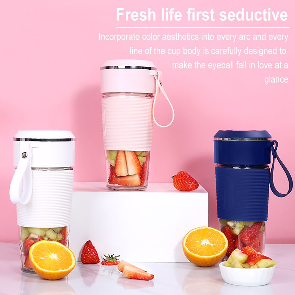Juice Cup 300mL Mini Personal Portable Cordless Juicer Cup Smoothie Maker with USB Charging for Office Travel