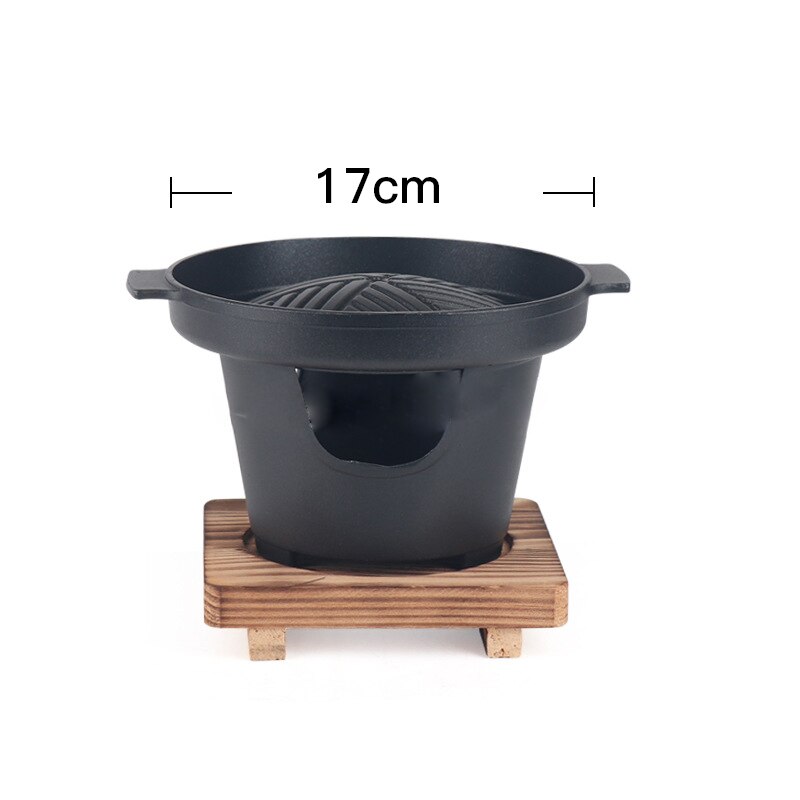 Estufa pequeña para barbacoa, cocina doméstica de estilo coreano para una persona, barbacoa al aire libre, sin humo, olla pequeña para asar de estilo japonés, MeatTool: 17cm
