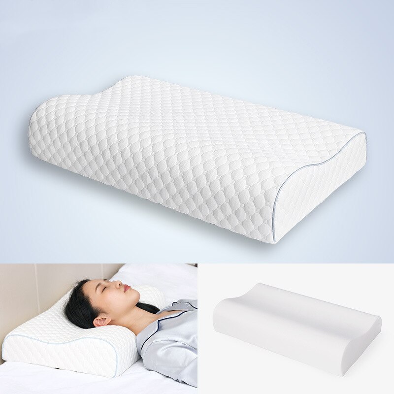 Almohada de contorno ortopédica de espuma viscoelástica, cojín ergonómico para dormir, con forma de onda central, Cervical, individual