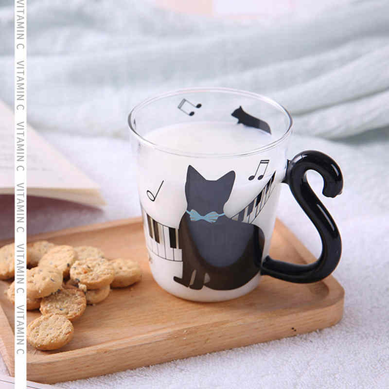 Cute Cat Milk Coffee Mug Water Glass Mug Cup Tea Cup Cartoon Home Office Cup For Fruit Juice Insulated Coffee Mugs