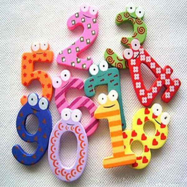 10 Pieces Number 0-9 Wooden Fridge Magnet Kids Math Toys Cartoon Animal Numbers Educational Number Learning Toys For Baby