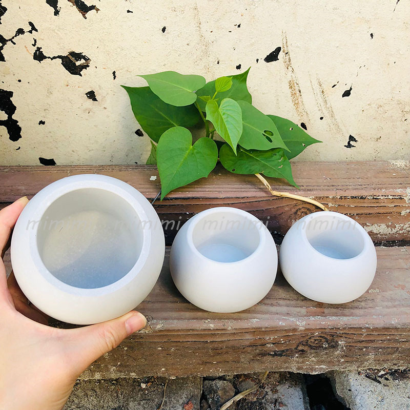 Three Size Round Spherical Concrete Flower Pot Silicone Mold Succulent Flower Pot Mold Diy Gardening Material Aroma Candle Jar