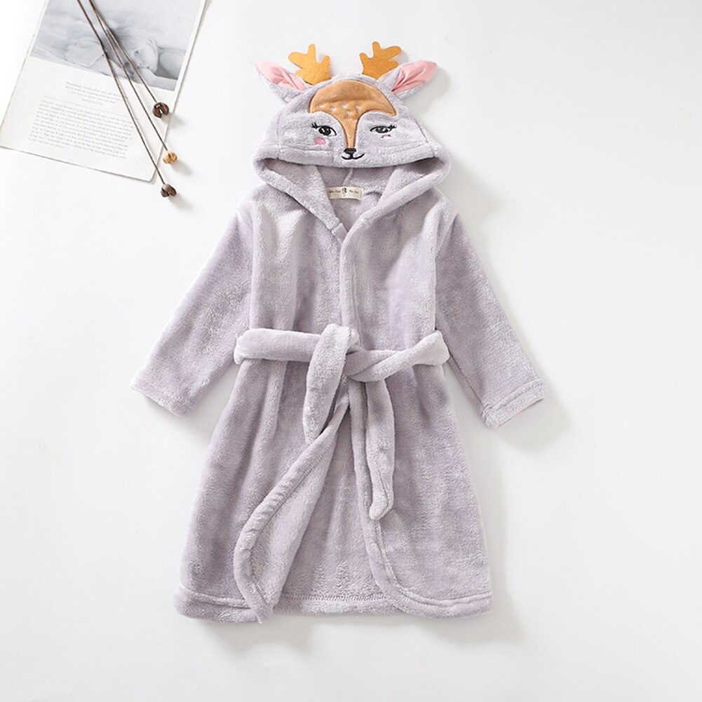 Albornoz con capucha para bebé y niña, bata de baño de dibujos animados de ciervo, Toalla de baño bordada, ropa de invierno para bebé, ropa de dormir