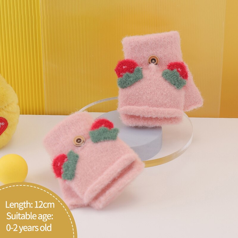 Nette Karikatur Baby Handschuhe freundlicher Winter Gestrickte Fäustlinge Handschuhe Dicke Warme Halb Finger Handschuhe freundlicher Fingerlose Handschuhe für Mädchen