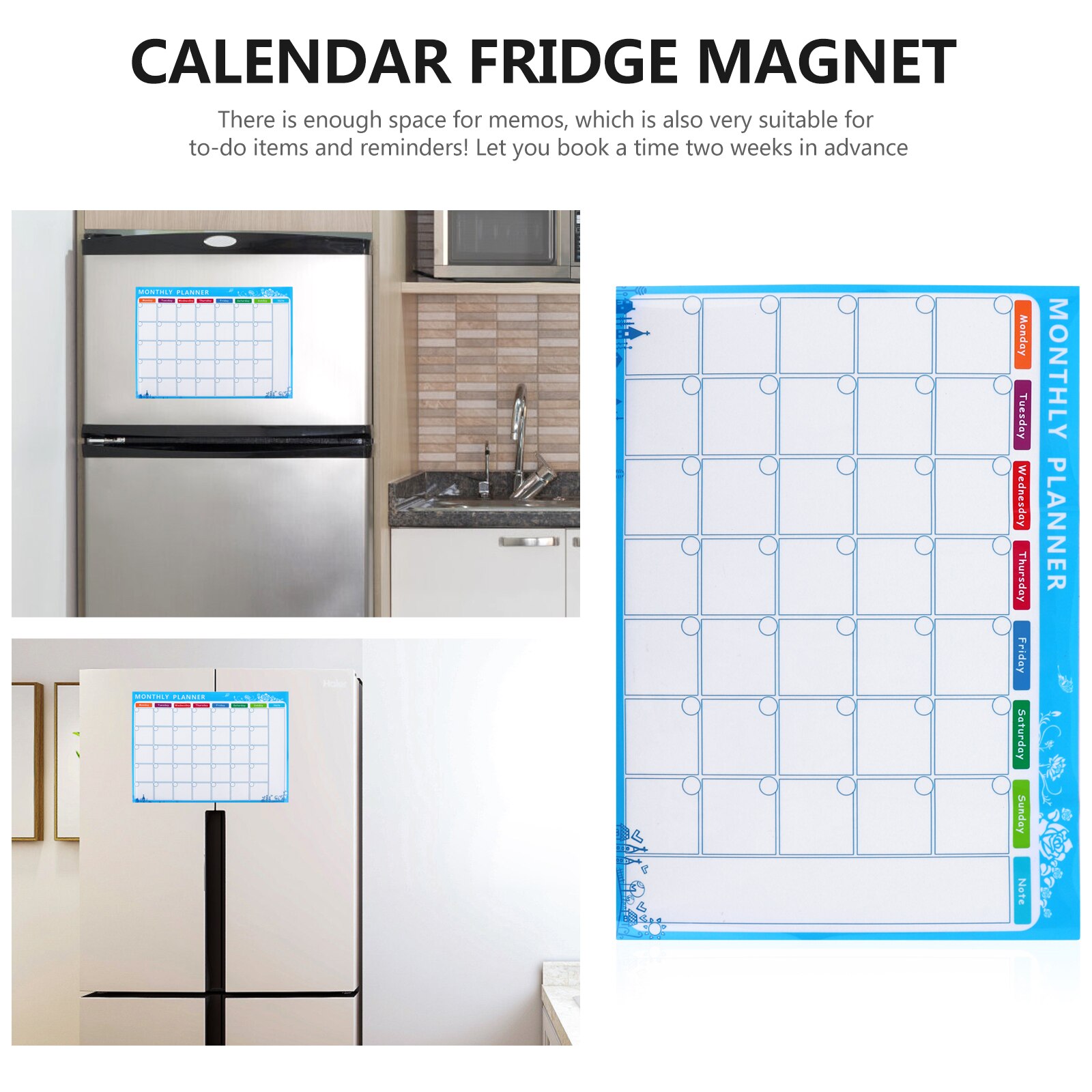 1Pc Erasable Monthly Schedule Board Magnetic Plan Calendar Reminding Board
