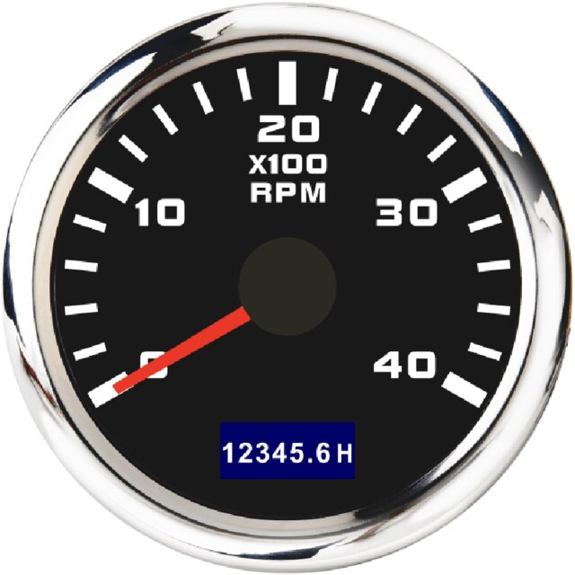 Tacómetro de 0 a 3000 RPM y 52mm con reloj de arena LCD, medidor de Tacho a prueba de agua de 4000 RPM y 7000RPM con luz trasera roja para yates y barcos: BS-4000 RPM