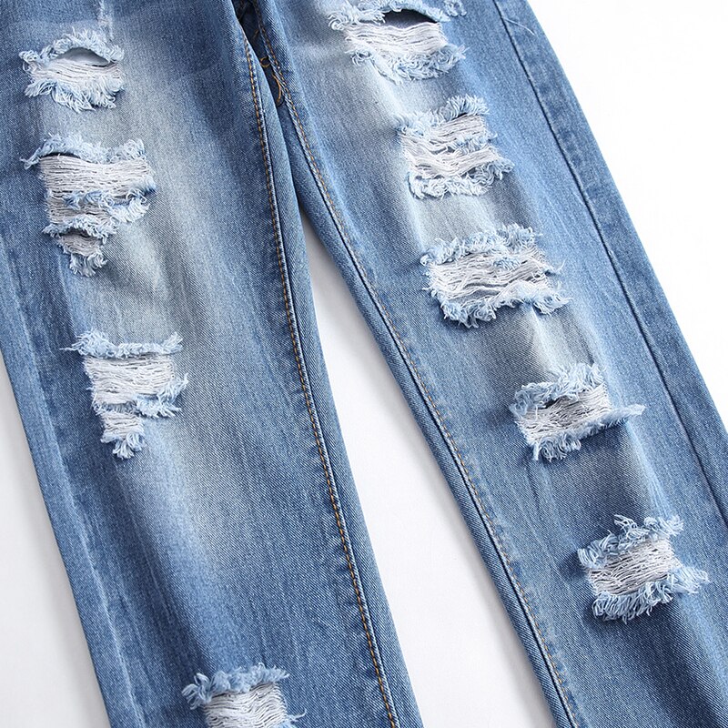Bukser homme merke revet hull denim jeans menn klassiske menn jeans blå 29-42 rette jeans herre