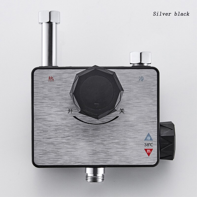 Stainless Steel Electroplating Intelligent Automatic Thermostatic Mixing Valve Temperature Control Shower Faucet: Silver black