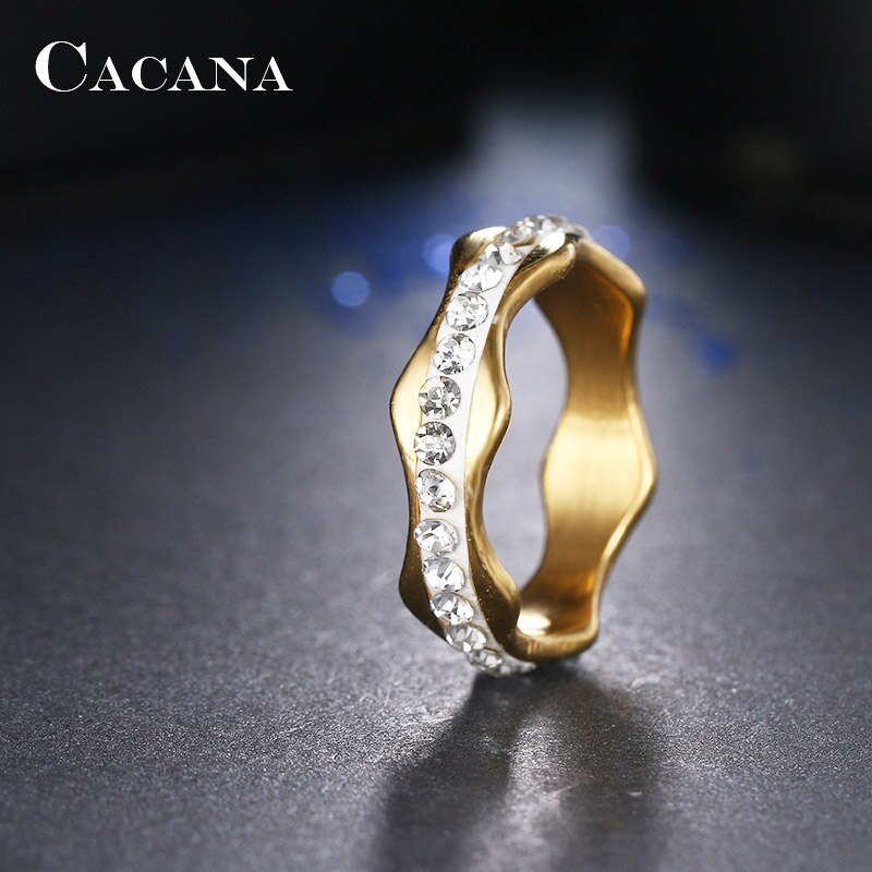 Cacana Rvs Ringen Voor Vrouwen Cz Wave Vorm Sieraden Geen. R86: 11 / Goud