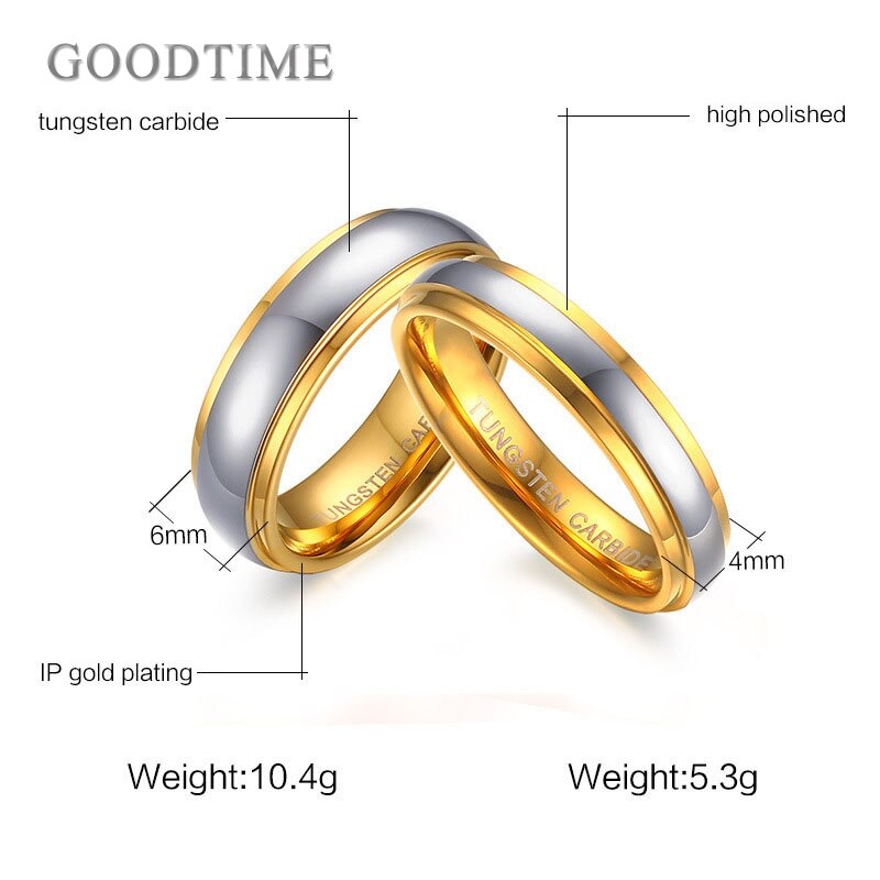 Trendy Couple Ring Tungsten Carbide Rings Wedding Ring For Lover Party Jewelry Engagement Tungsten Ring Anniversary