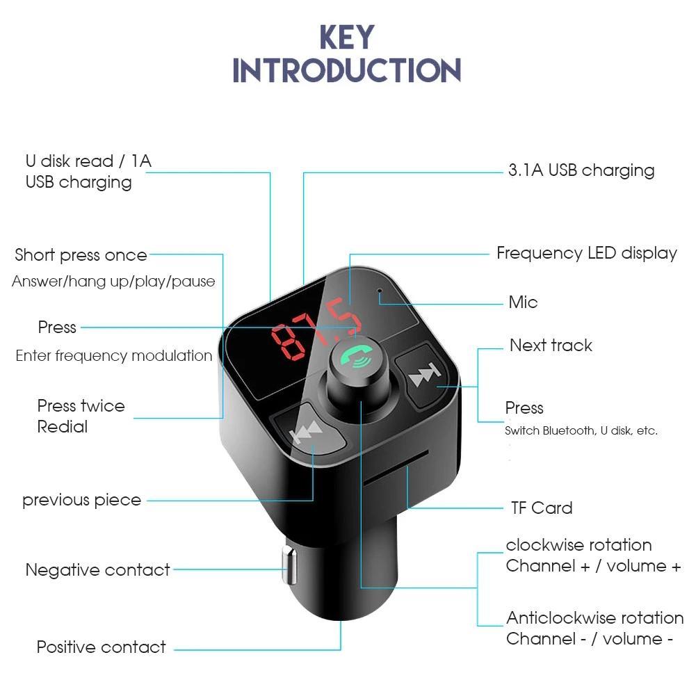 USB AUX FM Transmitter Aux Modulator Bluetooth Handsfree Car USB Player Adapter Car Audio Kit Phone 4.1A Charger MP3 Quick B9A5