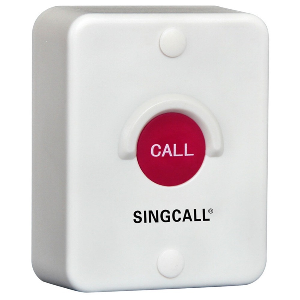 Singcall. trådløst opkaldssystem, rød silikaknap, vandtæt, soltæt, støvtæt, stødsikker, personsøgning med en knap (ape 510)