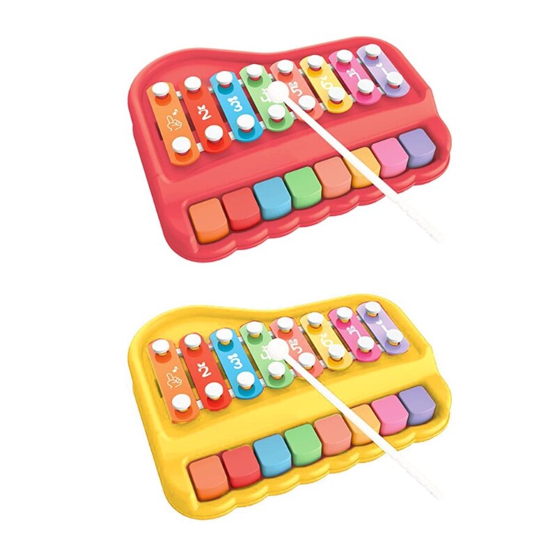 2 In 1 Baby Piano Xylofoon Met 8 Veelkleurige Toetsenbord Voorschoolse Educatief Musical Learning Instrument Speelgoed Voor