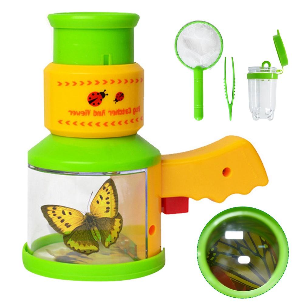 4Pcs Kids Outdoor Insect Catcher Viewer Net Bottle Tweezers Science Education Toy: Default Title