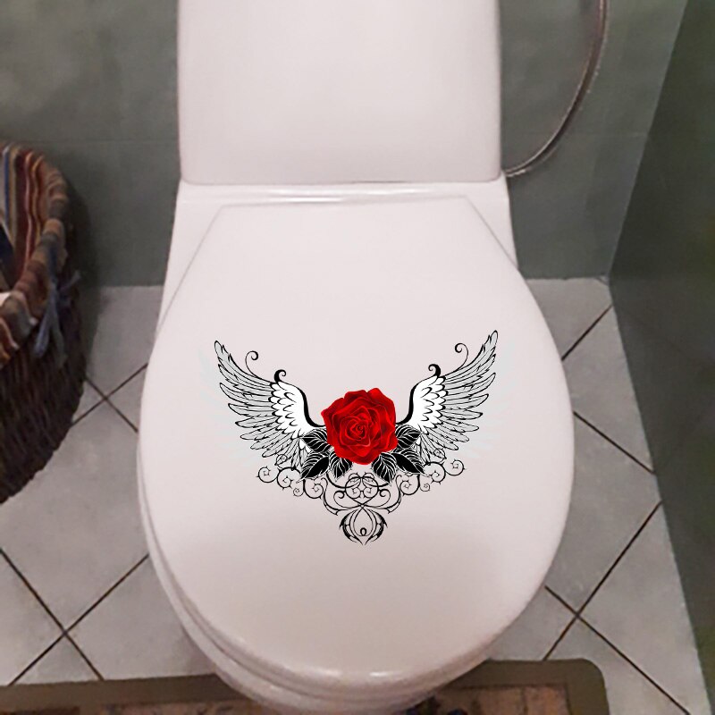 Zttzdy 25.7 × 16.9Cm Rose Vleugels Moderne Kunst Home Decoratie Accessoires Mode Muur Wc Stickers T2-1146