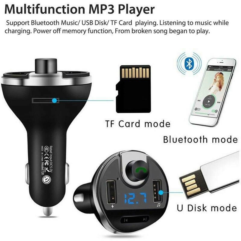 Car Bluetooth FM Transmitter Wireless Radio Adapter USB Charge Port Handsfree