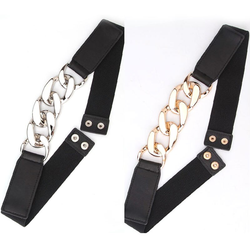 Belts For Women Skinny Metal Gold Buckle Waist Belt PU Leather Thin Belt Elastic Waistband Female Dress Accessories