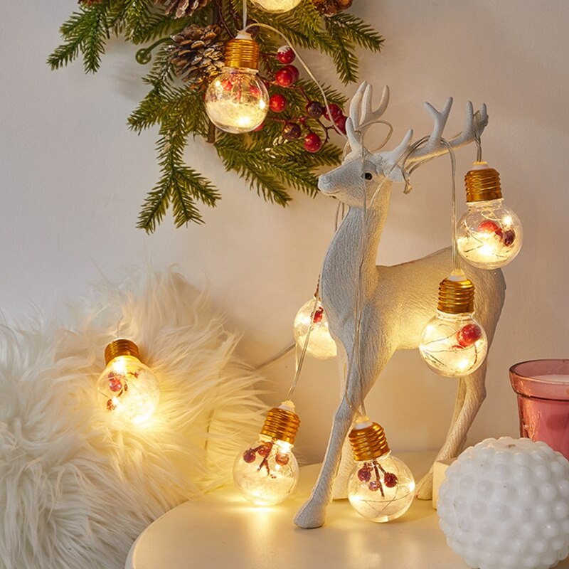 Battery Operated String Lights Led Kerst String Lampen Modi Waterdichte Globe Fairy String Light Warm Wit Verlichting: Red Gold