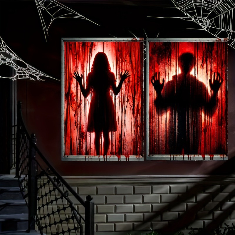 Grusel-Halloween-Tür- und Fensterdekoration Ich bin Freien, Szenenatmosphäbetreffend liefert gruselige festliche Dekoration für Höhle Vorderhof und das Haus