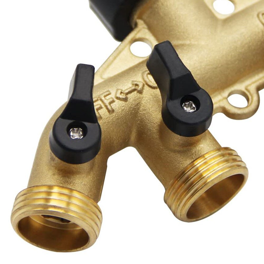 3/4 Inches 4 Way Brass Ball Valve Connector Spigot Manifolds for Garden Hose