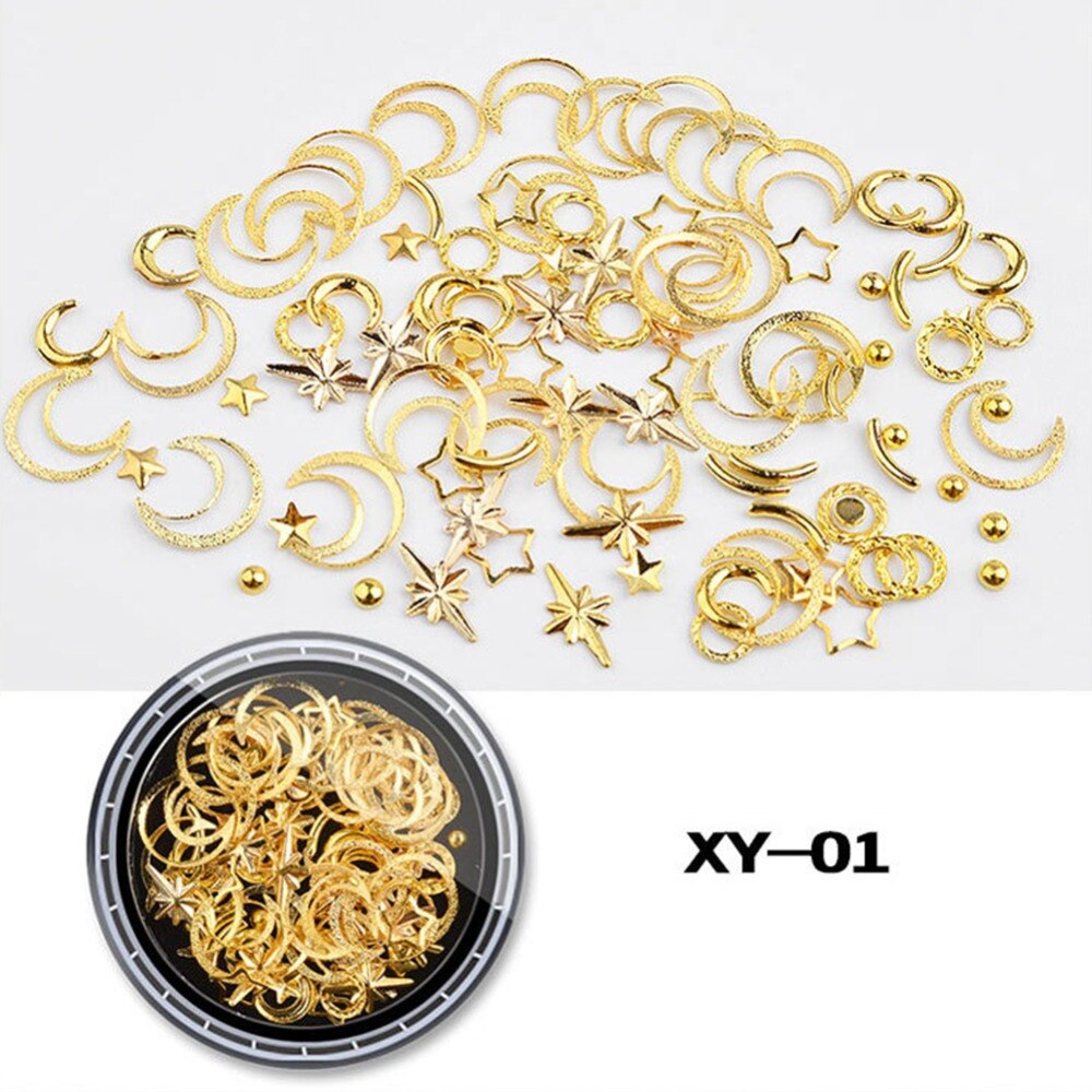 ELECOOL-remache de oro variado con clavos de cobre, de Luna, joyería para uñas, hilo de plata dorado 3D, decoración artística de uñas, manicura, 1 ud.