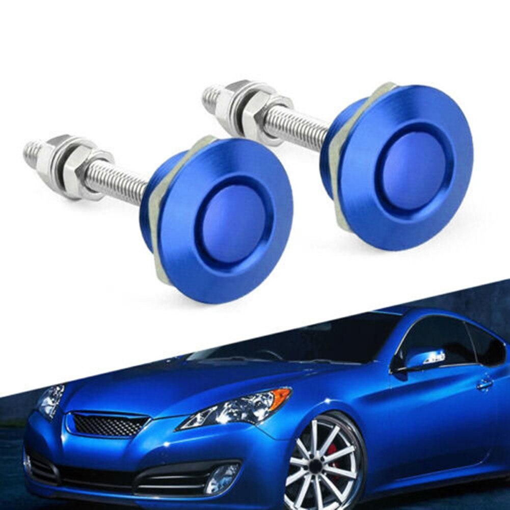 2 Drukknop Quick Release Hood Bonnet Pins Slot Clip Auto Bumper Klink Kit Blauw Auto Exterieur Accessoires Auto Release