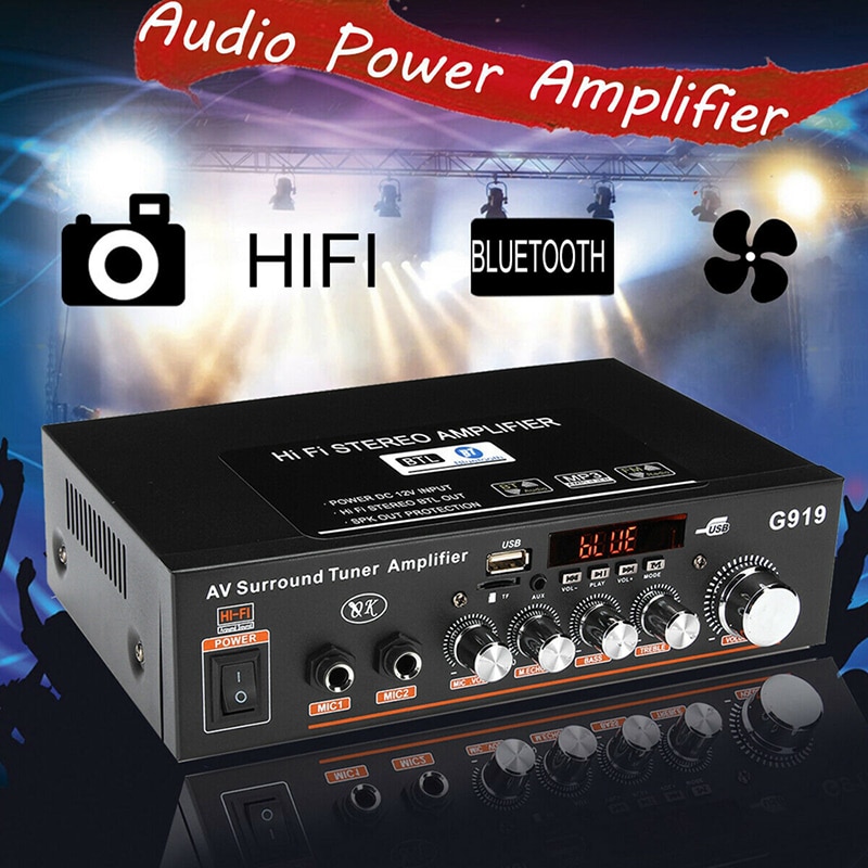 360W G919 Mini Amplificador Audio Bluetooth Stereo Eindversterker Fm Sd Hifi 2CH Amp Muziekspeler Eindversterker Auto 12V 220V