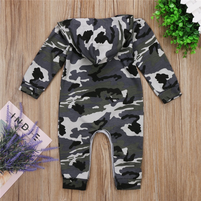 Infantile bébé garçon à capuche Camouflage barboteuse -né bébé Camouflage à manches longues automne combinaison tenue garçons vêtements