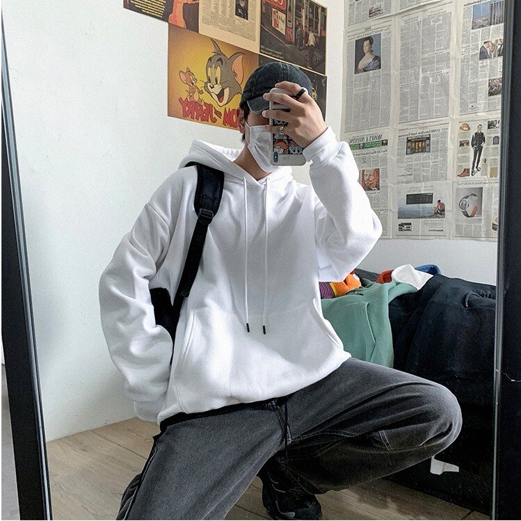 Rits oversized hoodie heren harajuku hoodie trui shirt japanse streetwear hiphop los casual herfst: Wit / Xxl