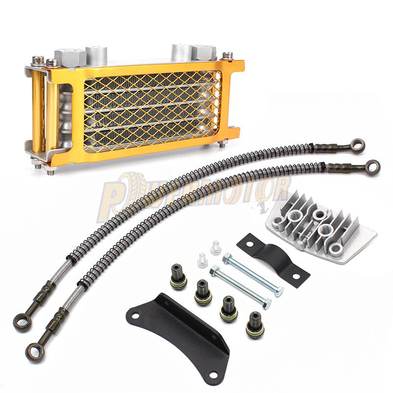 Radiateur de refroidissement d'huile pour moto, kit de refroidissement d'huile pour Dirt Bike, Monkey, DAX, Pocket Bike, moteur ATV, 50, 70, 90, 110, 125 et 140cc: Gold-50cc-110cc-L