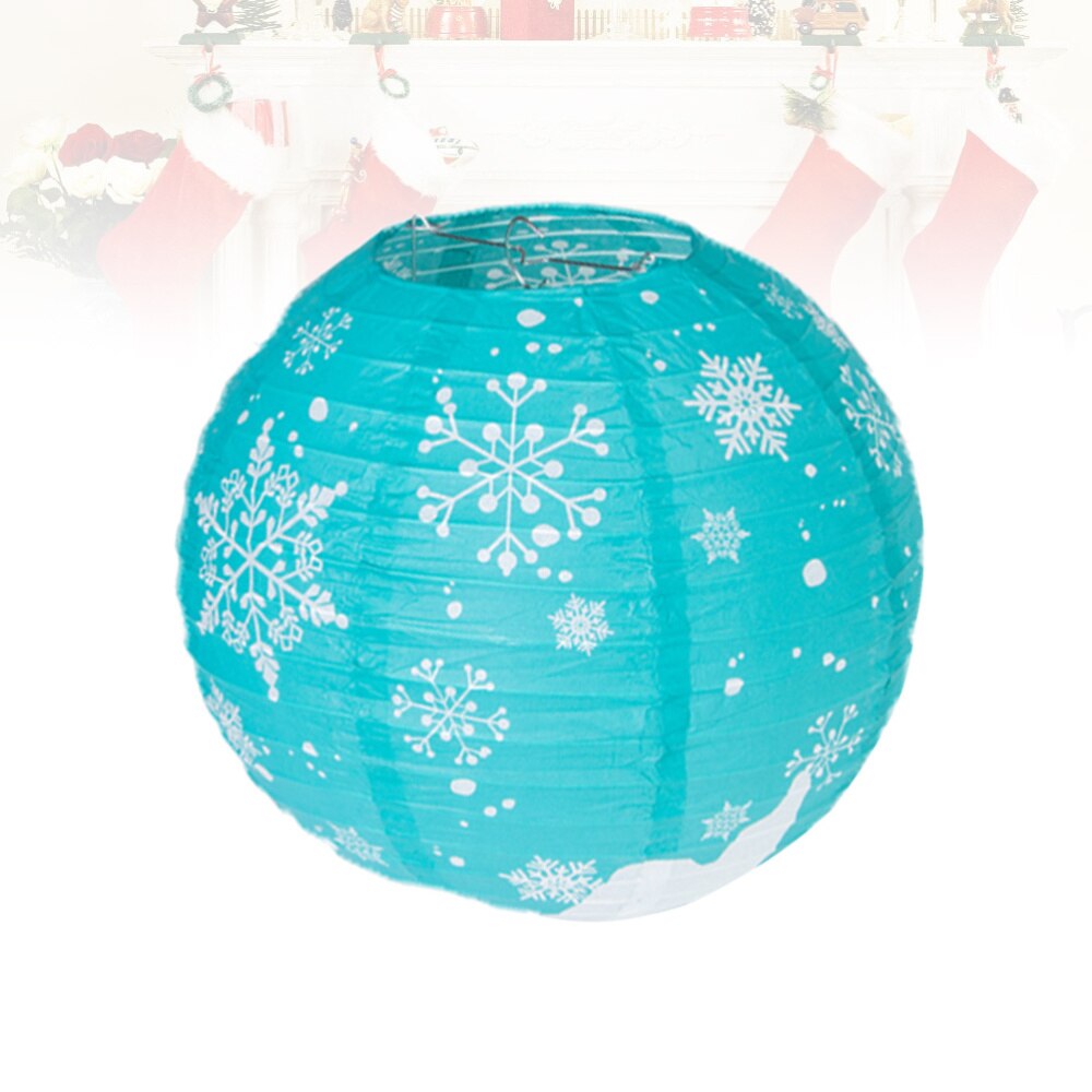 1Pc Christmas Snowflake Folding Lantern Paper Lantern Decorative Layout Prop Snowflake Pattern Blue