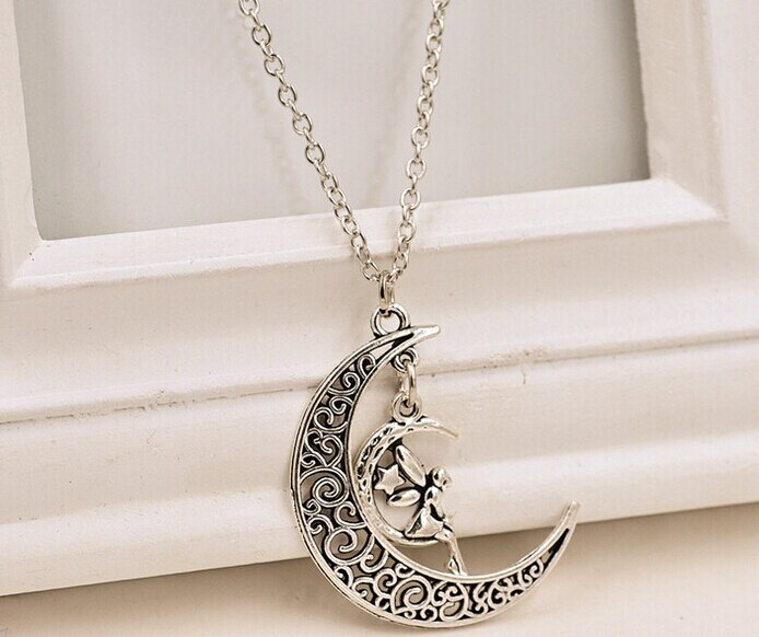 Günstige ! 10 stücke Mond Schmetterling Elf Charme Aussage Halskette DIY Schmuck Schnelle B912