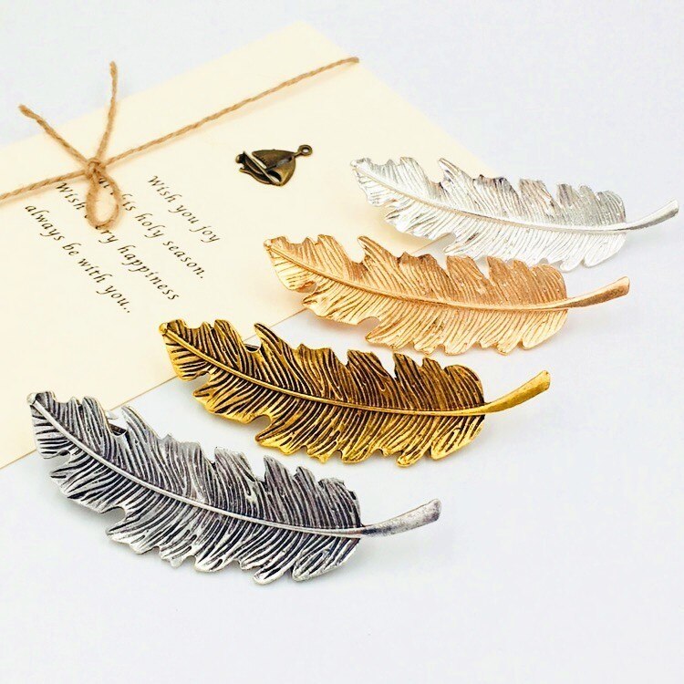 Pinzas para el pelo con forma de hoja de Metal para niña, 1 Uds., pasadores de cristal, horquilla con perlas, pasador, Herramienta de Peinado para el cabello de plumas