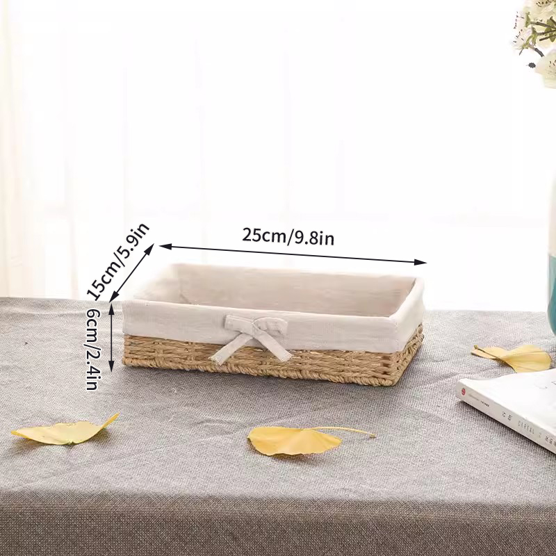 Papieren Touw Geweven Opbergmand Desktop Organizer Cosmetica Opbergcontainer Speelgoed Diversen Opbergdoos Picknick Fruit Snackmand: Sky Blue
