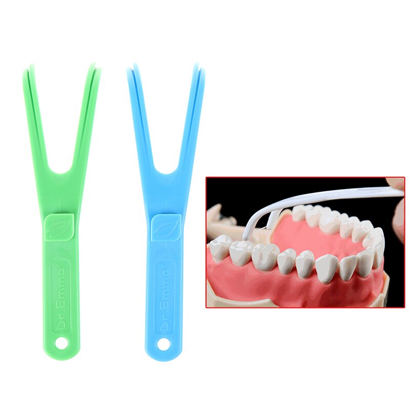 1 stk y-form tandtrådsholder tandtråd interdentalrens tandplukkerenhed grøn/blå