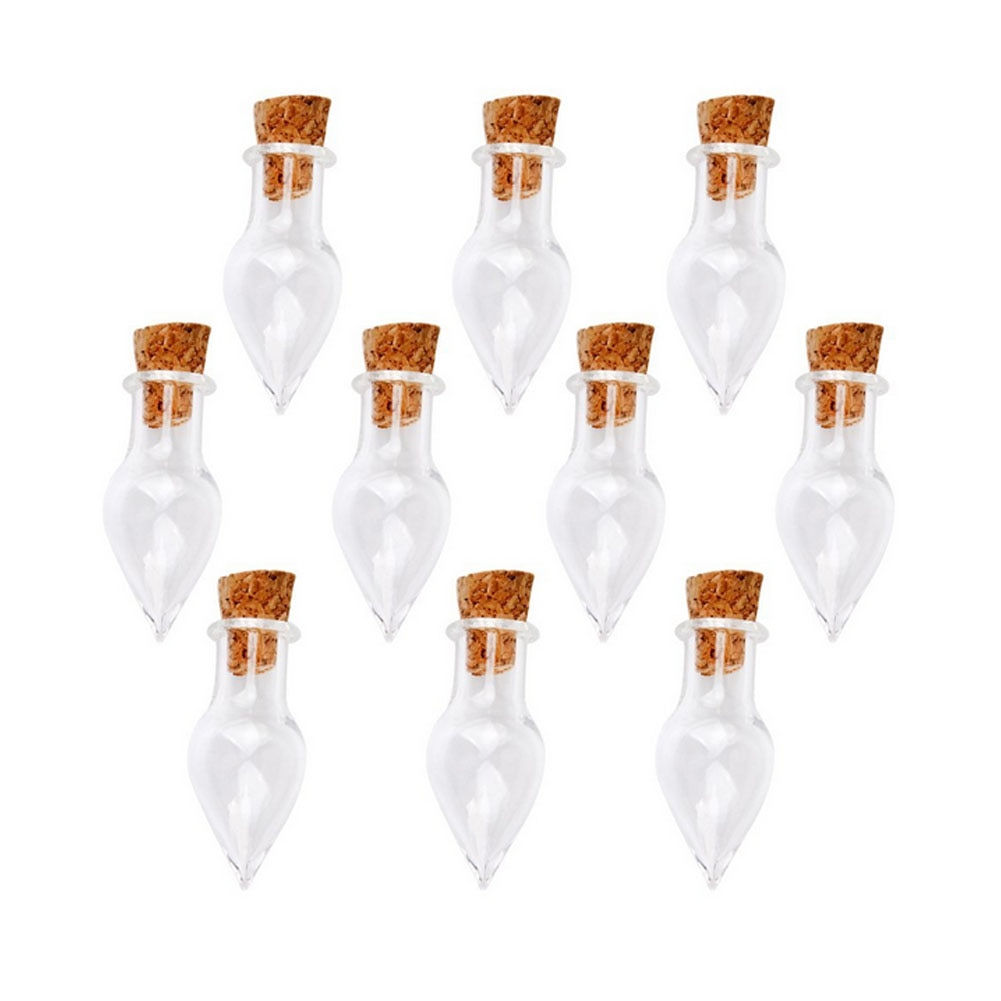 Clear Mini Glazen Flessen Potten Met Kurk Opknoping Wens Note Flessen Pack Van 10 Vorm) Als Getoond