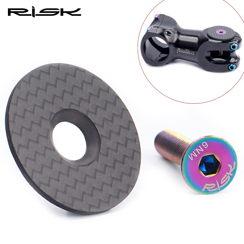 Risk-Tapa superior de potencia de carbono para bicicleta, 28,6, 31,8mm, auricular para tapa superior de bicicleta de montaña, tornillo de titanio, M6x30mm, RA112