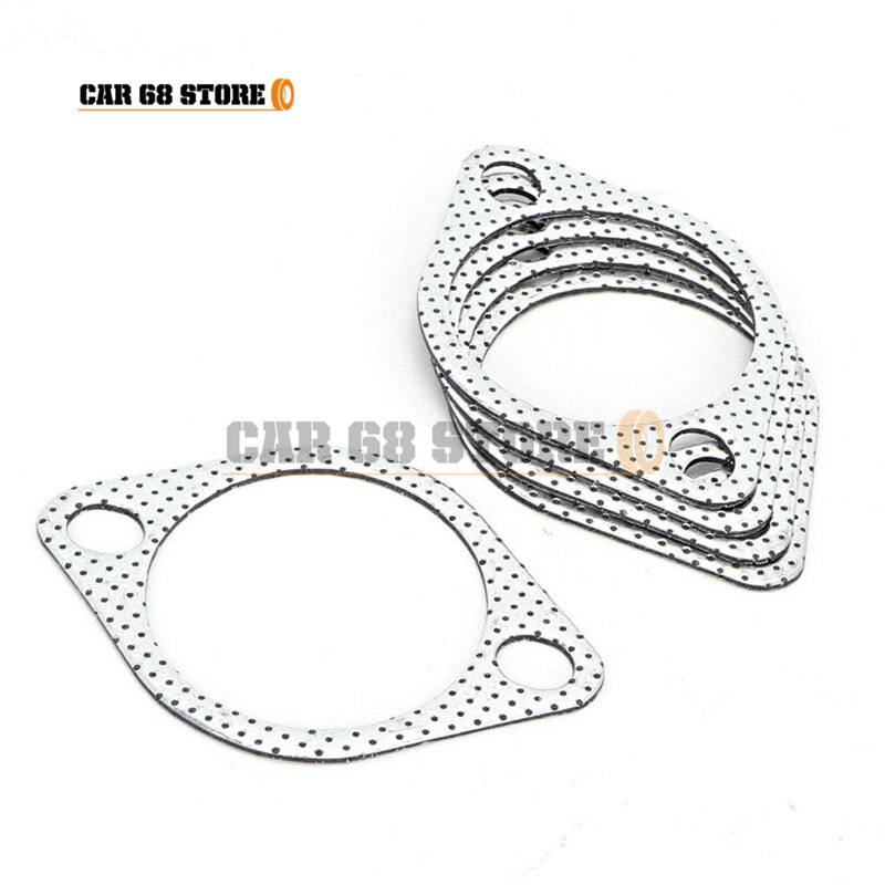 5Pcs/Set Car Exhaust Flange Gasket 3 Inch Ceramic Exhaust Pipe Metal Gasket With Reinforced Ring 3in 76mm Downpipe Auto Parts