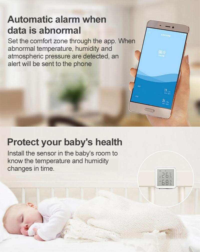 WIFI Temperature Sensor Digital LCD Indoor Home Room Thermometer Hygrometer Temperature Humidity UK Smart Remote Control