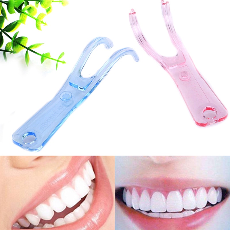 1Pc Dental Floss Holder Aid Oral Picks Teeth Care Interdental Convenient Durable Teeth Cleaning Random color