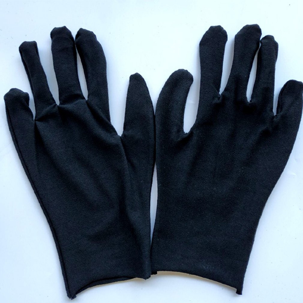 Noir 6 paires gants Inspection coton travail gants haute Stretch gants mince épais résistant aux taches de