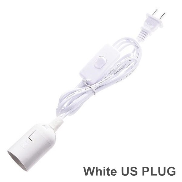 Enchufe de EE. UU., Cable de alimentación de 1,8 m, soporte de lámpara E27, Bases con interruptor, Cable para bombilla LED colgante, Conector de suspensión para lámpara colgante e27: White US PLUG
