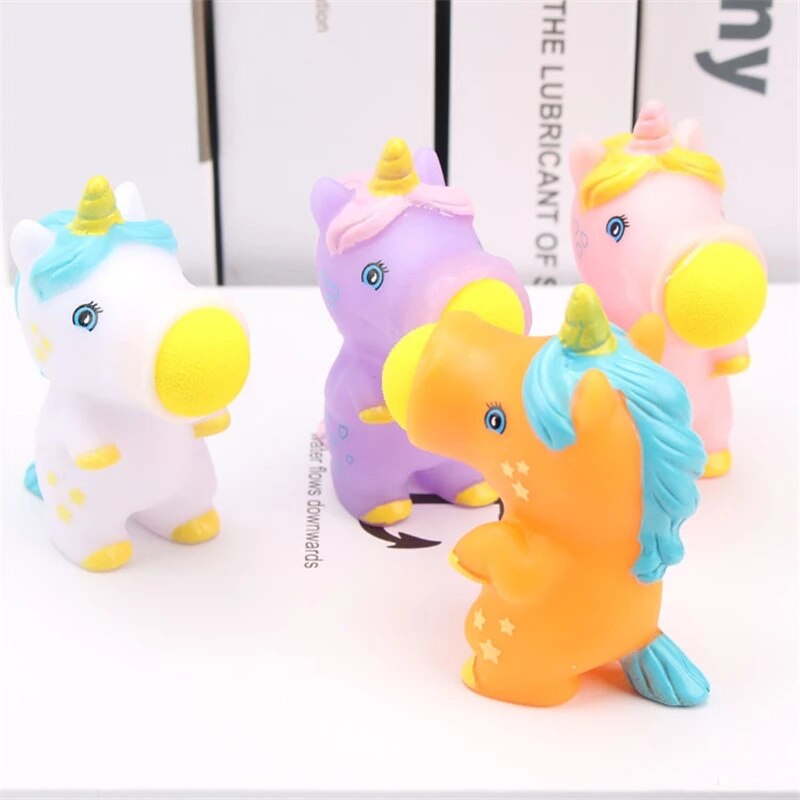 Juguetes creativos de unicornio para niños, catapulta, bola giratoria, orificios de descompresión, bolas para apretar, Juguetes Divertidos