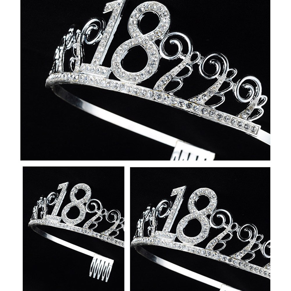 Tiara de aniversário com cristal, decoração de chapéu digital, tiara com strass, coroa, suprimentos para meninas, festa, banquete, presente